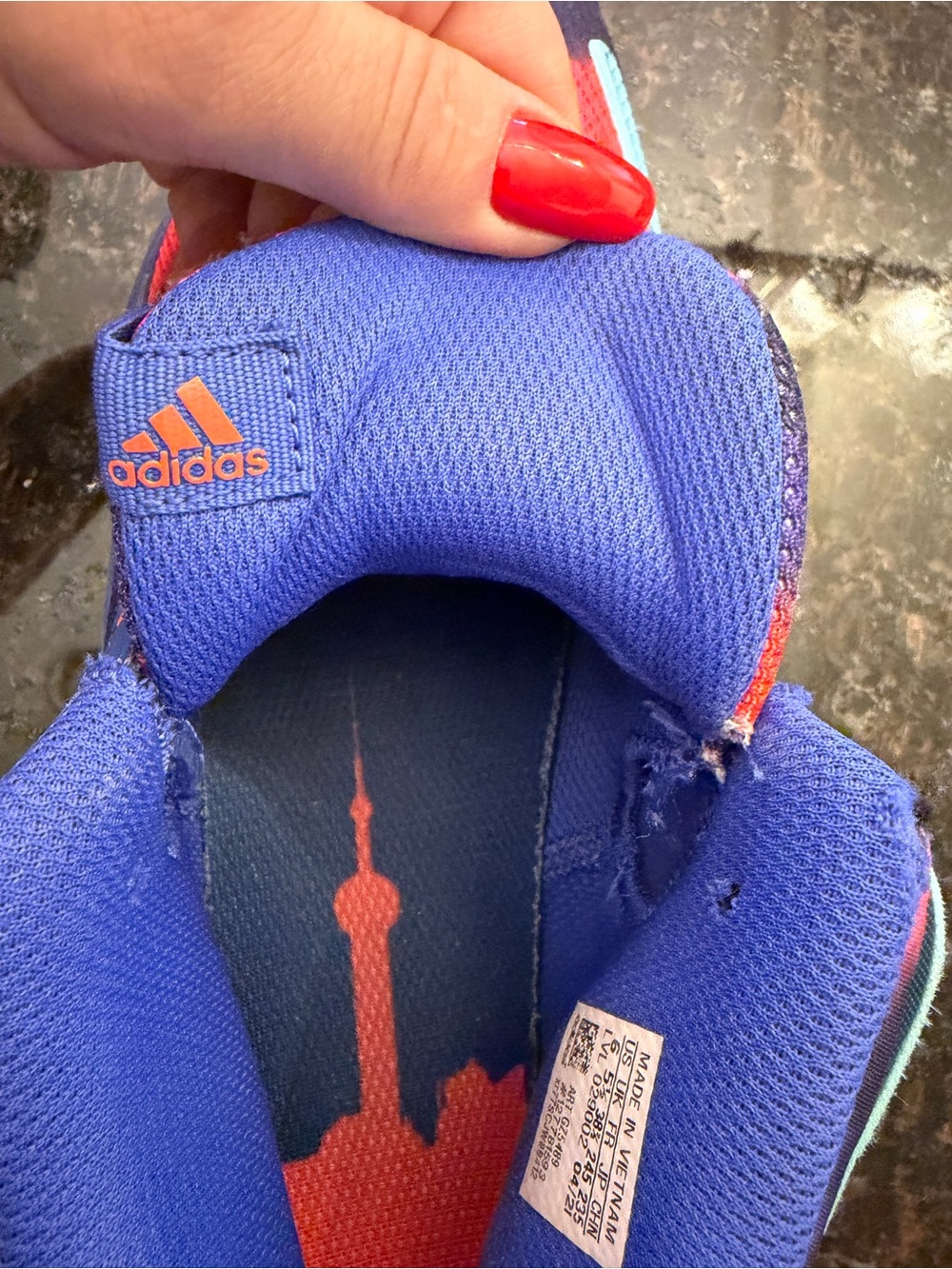 adidas Kids Slip-On Sneakers in Red, Purple & Mint - Picture 4 of 8